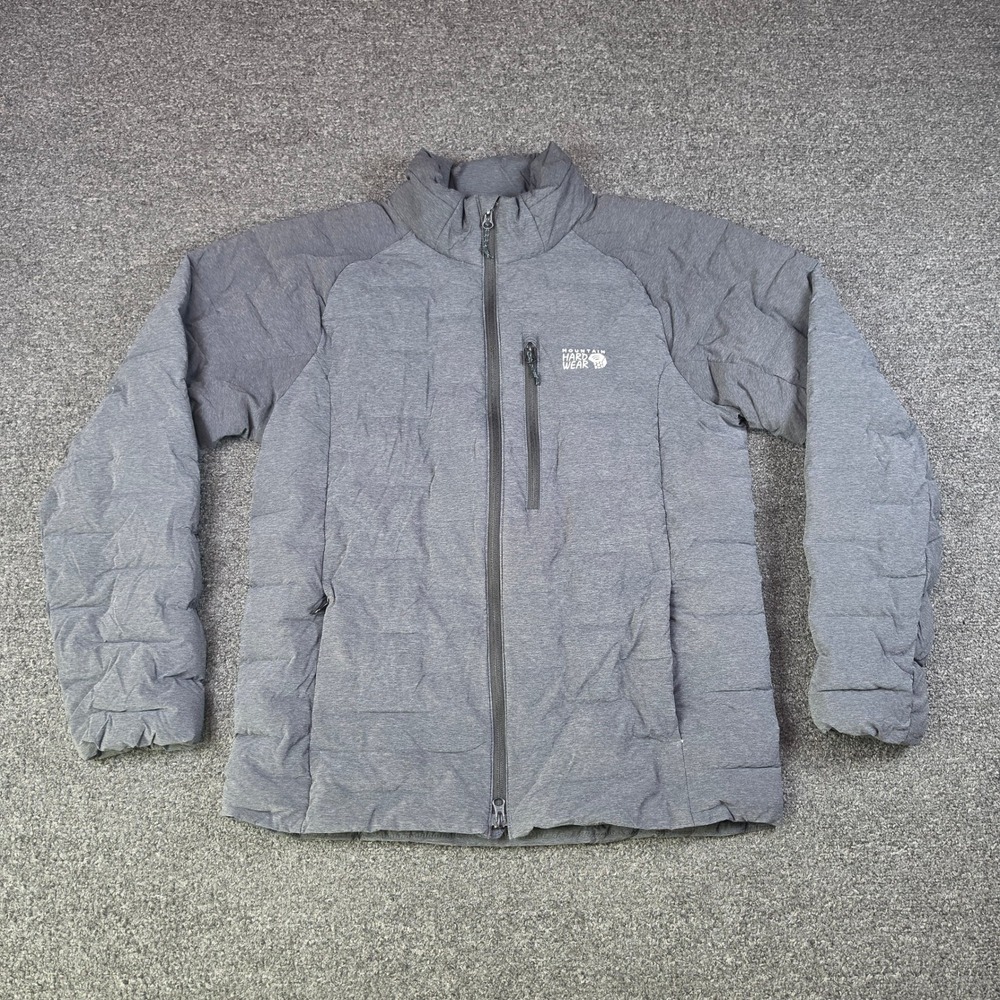 Mountain Hardwear Stretchdown Jacket Grey Mens Medium Puffer Outdoors Hike Gorp